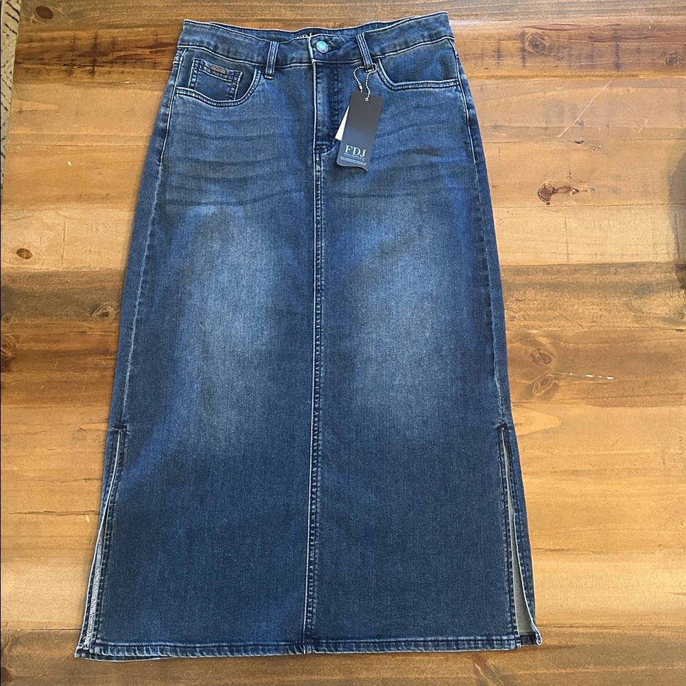 Dark Blue Denim Midi Skirt